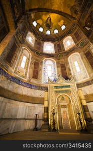 Mihrab in the Hagia Sophia (also called Hagia Sofia or Ayasofya), famous landmark in Istanbul, Turkey