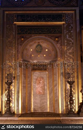 Mihrab inside Hagya Sophya mosque in Istanbul, Turkey