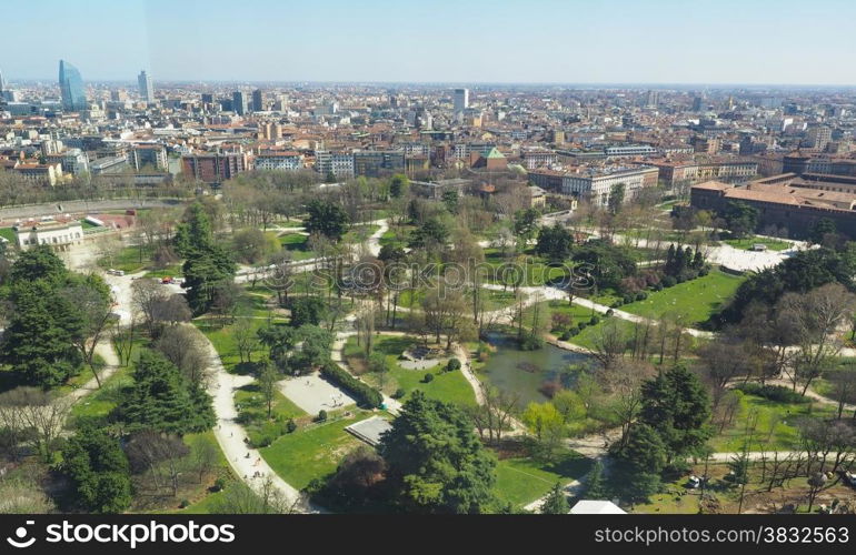 Milan aerial view. Aerial view of the city of Milan in Italy