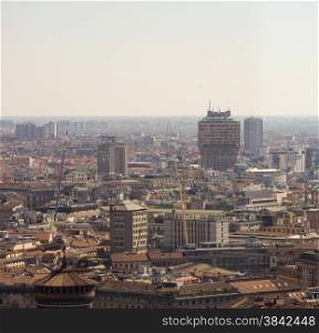 Milan aerial view. Aerial view of the city of Milan in Italy