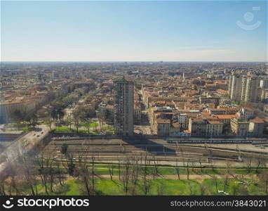 Milan aerial view. Aerial view of the city of Milan in Italy