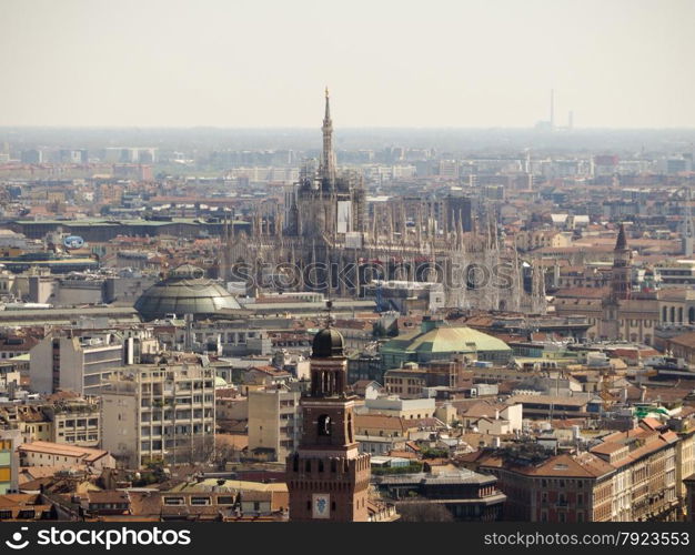 Milan aerial view. Aerial view of the city of Milan in Italy