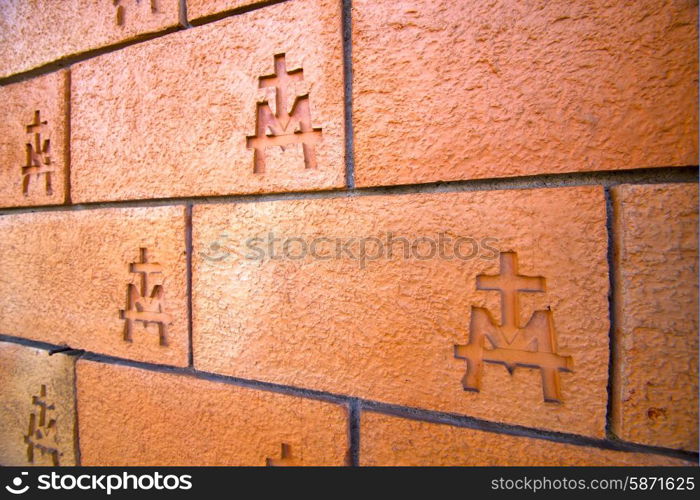 milan in italy old church concrete wall brick the abstract background stone