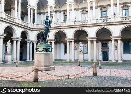Milan, Italy. Entrance of the famous Brera University of Arts