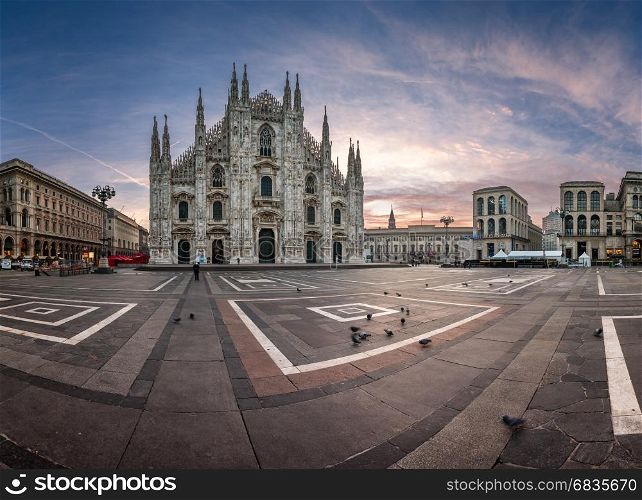 MILAN, ITALY - JANUARY 2, 2015: Milan Cathedral (Duomo di Milano) and Piazza del Duomo in Milan, Italy. Milan's Duomo is the second largest Catholic cathedral in the world.
