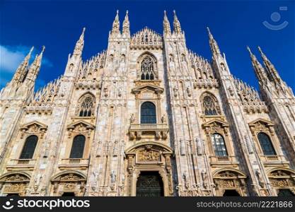 MILAN, ITALY - JULY 12, 2015  Famous Milan Cathedral, Duomo in a beautiful summer day on July 12, 2014 in Milan, Italy.