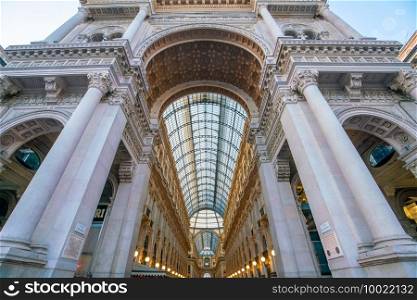 Milan, Italy - June 11, 2017  Interior of Galleria Vittorio Emanuele II is one of the most popular shopping areas in Milan.