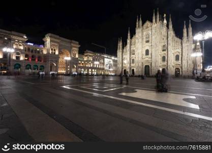 MILAN, ITALY - SEPTEMBER 24, 2019: Duomo di Milano (Milan Cathedral) and Piazza del Duomo in Milan, Italy. Milan&rsquo;s Duomo is the second largest Catholic cathedral in the world.