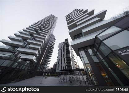 Milan, Lombardy, Italy: Torre Solaria, the highest residential building in Italy, in the Alvar Aalto square