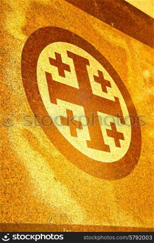 milan old in italy church concrete wall brick the abstract background stone mosaic&#xA;