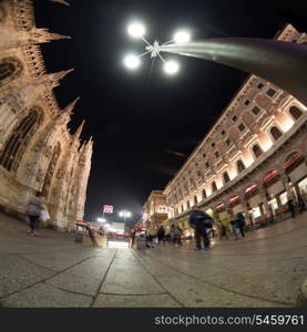 Milano cathedral wide angle view at night&#xA;