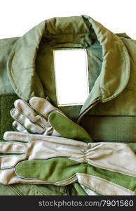 Military pilot flight suit with pilot glove