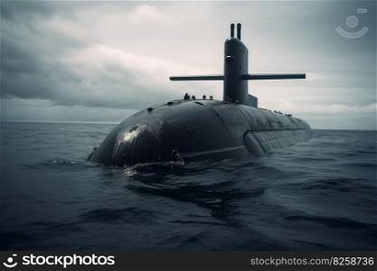 Military submarine moving. Water warship. Generate Ai. Military submarine moving. Generate Ai