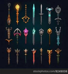 military sword weapon game ai generated. medieval, blade battle, knight war military sword weapon game illustration. military sword weapon game ai generated