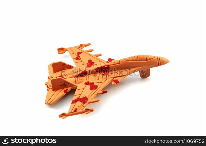Military toy airplane jet aircraft - fighter isolated on white background
