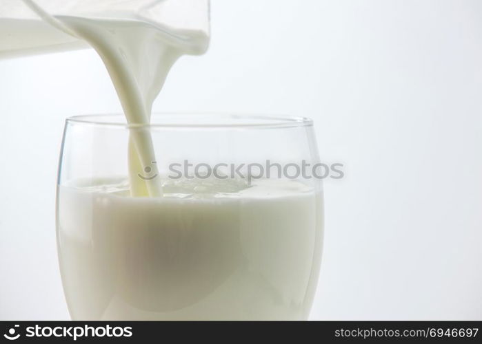 milk being poured into a glass