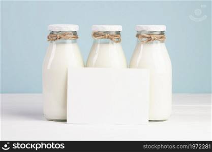 milk bottles copy space card. High resolution photo. milk bottles copy space card. High quality photo