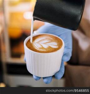 Milk foam poured into a cup to form a perfect cappuccino