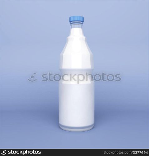 Milk in a glass bottle on blue background