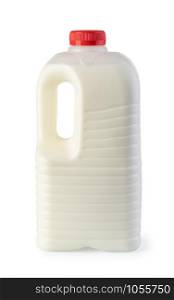 Milk In A Plastic Container isolated on white. Milk In A Plastic Container