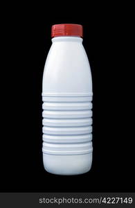 milk plastic bottle isolated on black background with clipping path. Plastic Bottle