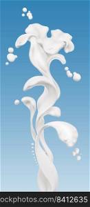 Milk splash, abstract flower liquid background, wavy drink illustration, dairy isolated 3d rendering