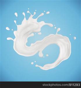 Milk splash in shape of spiral and twist.
