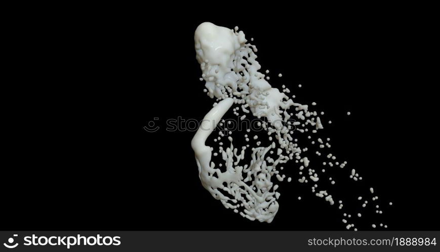 Milk splash on black background 4k. Milk splash on black background