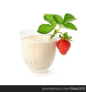 milkshake and strawberry isolated on white background