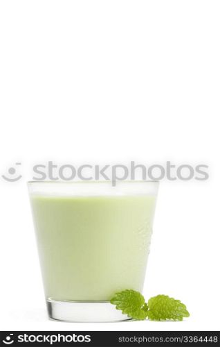 milkshake with melissa aside. milkshake with melissa aside on white background