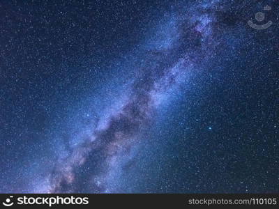 Milky Way. Fantastic night landscape with bright milky way, sky full of stars. Shiny stars. Beautiful universe. Space background with starry sky with milky way. Amazing astrophotography. Universe. Fantastic night landscape with bright milky way