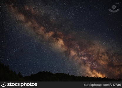 Milky Way Galaxy With Amazing Perseid Meteor Shower in Racha, Georgia