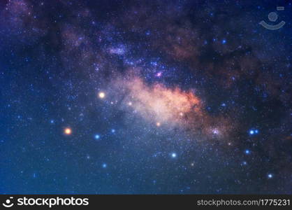 Milky way galaxy with stars and space dust in the universe, long speed exposure.. Milky way