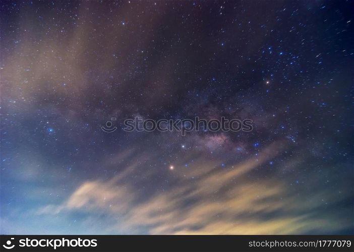 Milky way galaxy with stars and space dust in the universe, long speed exposure.. Milky way