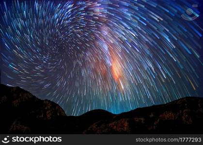 Milky way on hill, long speed exposture.. Milky way on hill
