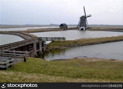 Mill along the Lancaster Deen on Texel.