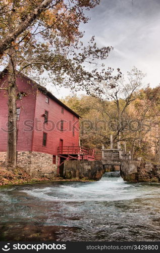 mill house at alley spring missouri in fall