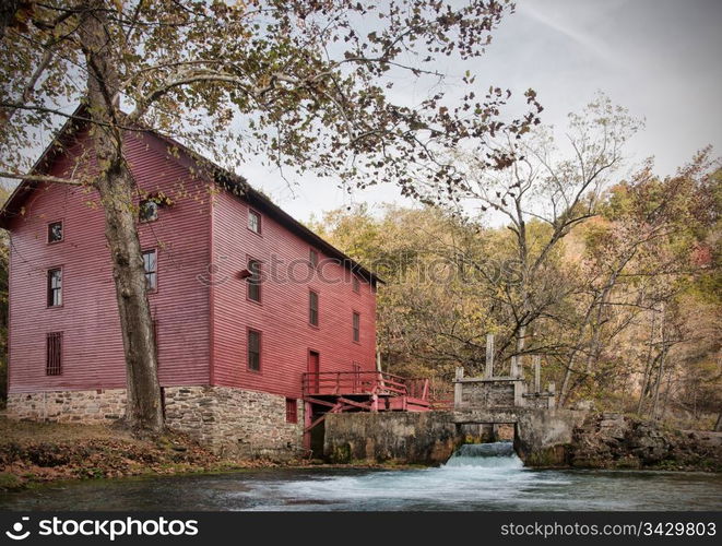 mill house at alley spring missouri in fall