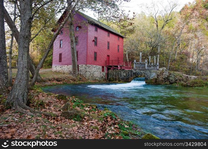 mill house at alley spring missouri in fall