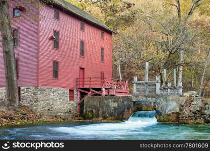 mill house at alley spring missouri in fall