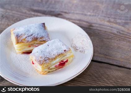 Mille-feuille with fresh cherry