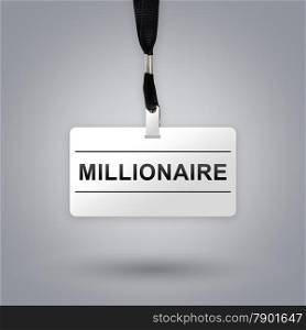 millionaire on badge with grey radial gradient background