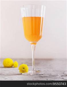 Mimosa alcohol cocktail with orange juice and dry champagne