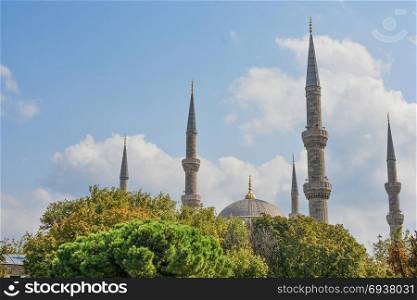 Minaret made of stone in Ottoman time Mosques in view