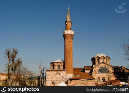 Minaret made of stone in Ottoman time Mosques in view