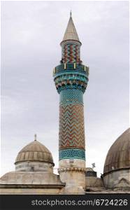 Minaret, rof and mosque in Iznik, Turkey