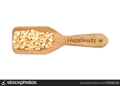 Minced hazelnuts on shovel