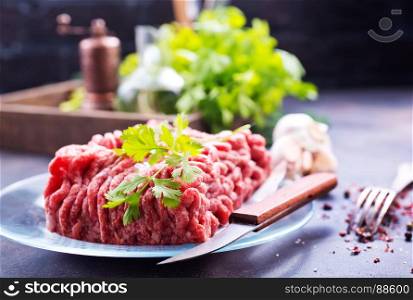 minced meat with salt and aroma spice