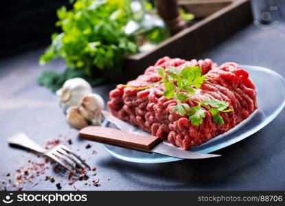 minced meat with salt and aroma spice