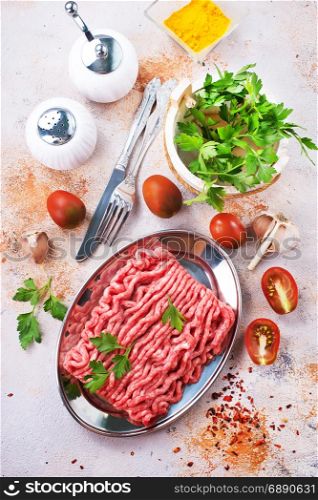 minced meat with spice andf salt, stock photo